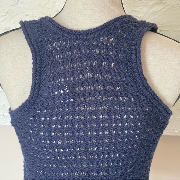 Aerie Tank Top Navy Blue Crochet Knit Cotton Blend Women's Sz XS NWT - Picture 4 of 7